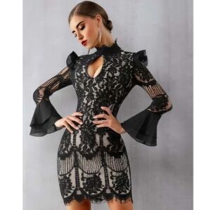 Shein - Adyce Flounce Sleeve Bodycon Dress